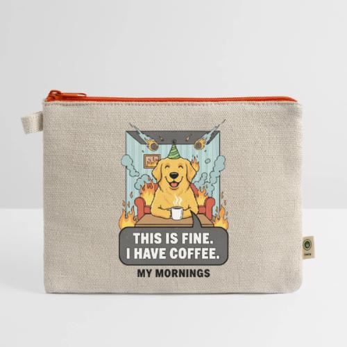 🔥 Funny Dog Meme “This Is Fine, I Have Coffee” - Hemp Carry All Pouch
