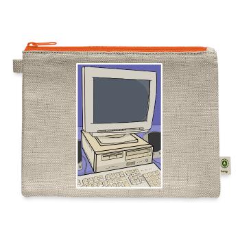 Retro Computer Desktop Setup - Hemp Carry All Pouch - natural/orange - Front