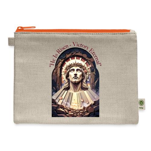 Easter He Is Risen Face of Christ T Shirt, Gift - Hemp Carry All Pouch