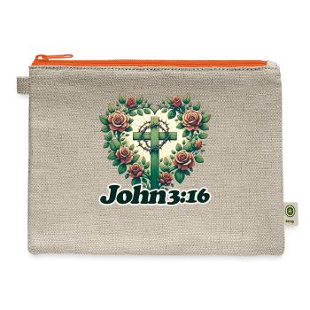 John 3:16 - Hemp Carry All Pouch - natural/orange - Front