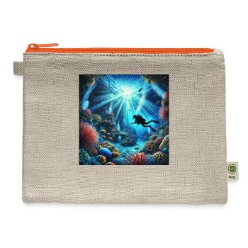 Dive into Adventure: Explore the Depths - Hemp Carry All Pouch - natural/orange - Front