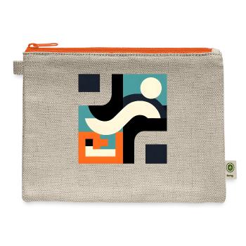 Vibrant Geometric Shapes Tee - Hemp Carry All Pouch - natural/orange - Front