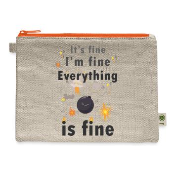 Its fine Im fine everything is fine cute - Hemp Carry All Pouch - natural/orange - Front