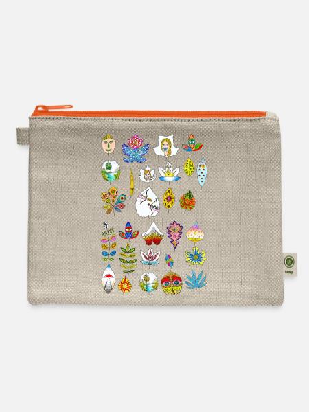 Fantasy Leaves - Hemp Carry All Pouch - natural/orange
