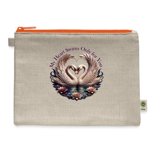 My Heart Swims Only for You Swan Heart T-Shirt - Hemp Carry All Pouch