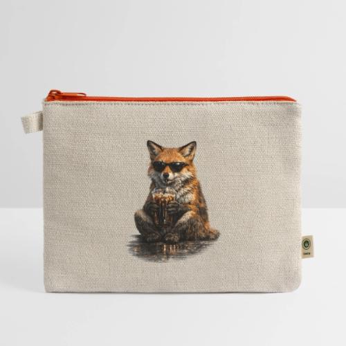 Cool Red Fox Wearing Sunglasses Drinking Coffee - Hemp Carry All Pouch