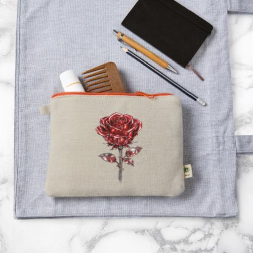 2 Set - Silver and Gold Roses - Hemp Carry All Pouch