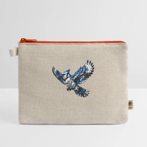 Silver Blue Jay in Flight - Hemp Carry All Pouch