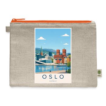 Oslo Harbor Cityscape - Hemp Carry All Pouch - natural/orange - Front