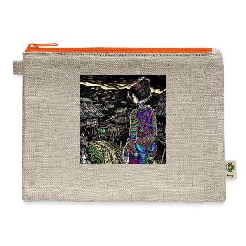 Hmong Girl Original Art - Inspired by Manga - Hemp Carry All Pouch - natural/orange - Front