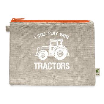 I Still Play With Tractors - Hemp Carry All Pouch - natural/orange - Front