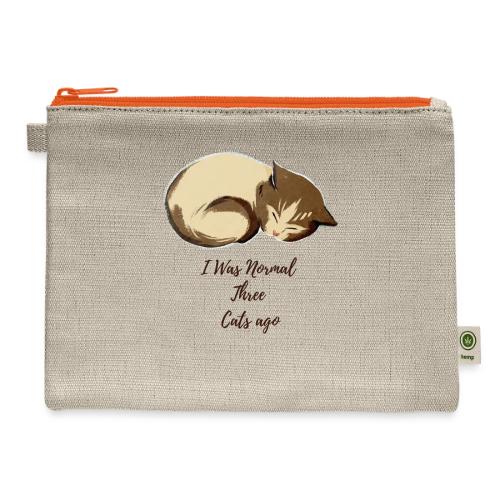 I Was Normal Three Cats Ago Funny Cat T-Shirt - Hemp Carry All Pouch