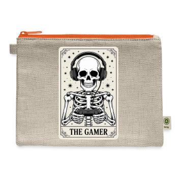 Tarot Card Skeleton Video Game Halloween Gamer - Hemp Carry All Pouch - natural/orange - Front