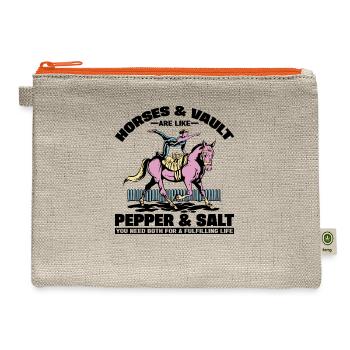 Equestrian Horse Vaulting Girl Horse - Hemp Carry All Pouch - natural/orange - Front