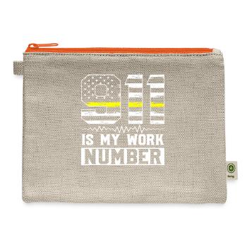 911 Is My Work Number Dispatcher Operator - Hemp Carry All Pouch - natural/orange - Front