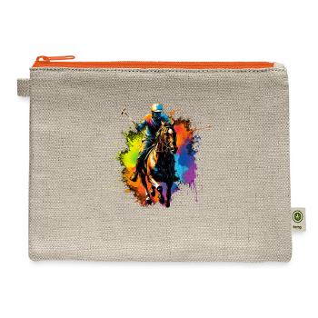 Polo player Boy Colorful Equestrian - Hemp Carry All Pouch - natural/orange - Front