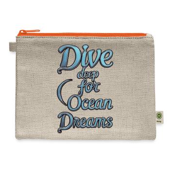 Plumb Depths for Ocean Dreamers - Hemp Carry All Pouch - natural/orange - Front