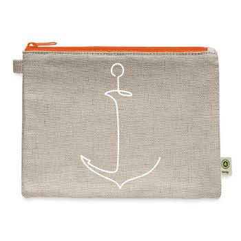 Anchor Minimal Nautical Tee - Hemp Carry All Pouch - natural/orange - Front