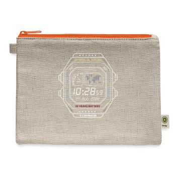 Vintage digital watch clock screen - Hemp Carry All Pouch - natural/orange - Front