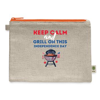 Keep Calm And Grill On This Independence Day - Hemp Carry All Pouch - natural/orange - Front
