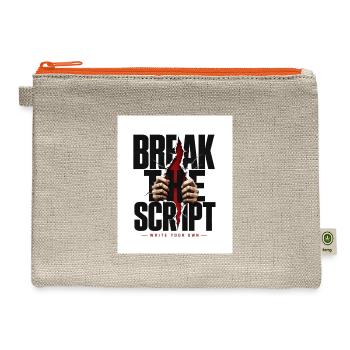 Break The Script: Write Your Own - Hemp Carry All Pouch - natural/orange - Front