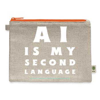AI Is My Second Language  Funny AI Developer shirt - Hemp Carry All Pouch - natural/orange - Front