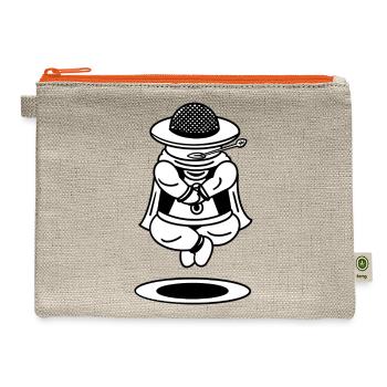 Funny Cartoon Guy Floating - Hemp Carry All Pouch - natural/orange - Front