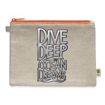 Plumb Depths for Ocean Dreams - Hemp Carry All Pouch - natural/orange - Front