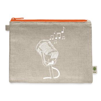 Microphone Karaoke Bar Music Lover Musical Singer - Hemp Carry All Pouch - natural/orange - Front