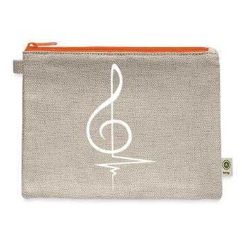 Music Clef Note Violin Treble Sound Pulse ECG - Hemp Carry All Pouch - natural/orange - Front
