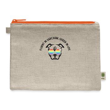 Sarcasm Savvy, Queer in Life - Hemp Carry All Pouch - natural/orange - Front