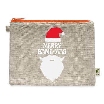 Merry Game-mas - Holiday Gaming Apparel & Gifts - Hemp Carry All Pouch - natural/orange - Front