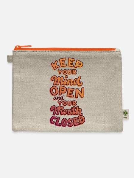 Mind Open Mouth Closed - Hemp Carry All Pouch - natural/orange