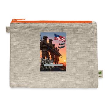 Their courage turned the tide of history 005 - Hemp Carry All Pouch - natural/orange - Front