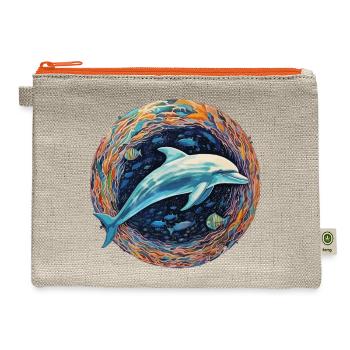 Dolphin Celestial - Luminous Depths - Hemp Carry All Pouch - natural/orange - Front