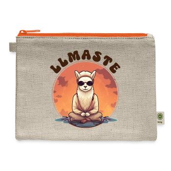 LLMASTE Yogi Alpaca Fun Namaste Design - Hemp Carry All Pouch - natural/orange - Front