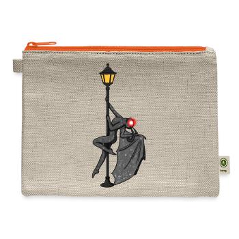 Mothman Pole Dancing On A Street Lamp Funny - Hemp Carry All Pouch - natural/orange - Front