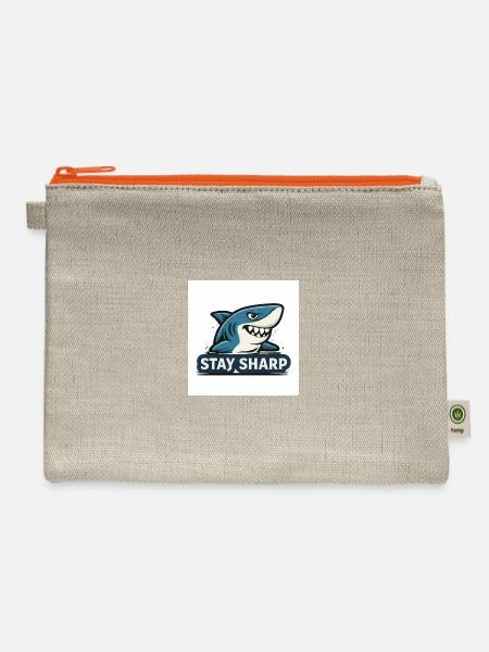 Stay Sharp Shark T-Shirt - Hemp Carry All Pouch - natural/orange