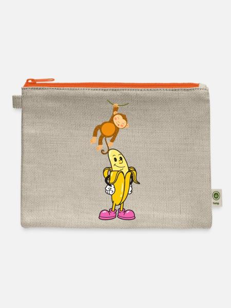 Banana and Monkey - Hemp Carry All Pouch - natural/orange