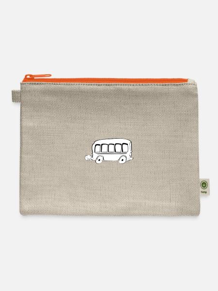 Minimalist Bus Sketch in Motion - Hemp Carry All Pouch - natural/orange