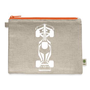 Top of a Formula car - minimal design - Hemp Carry All Pouch - natural/orange - Front