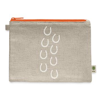 Horses Lover Equestrian Riding Pocket Horse - Hemp Carry All Pouch - natural/orange - Front