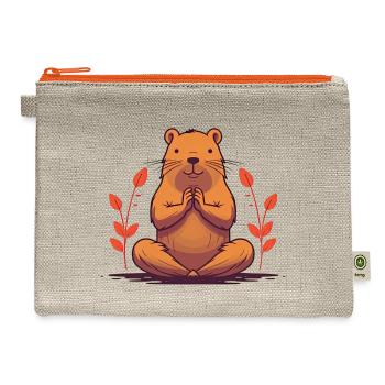 YOGI Capybara Cute Rodent Doing YOGA - Hemp Carry All Pouch - natural/orange - Front