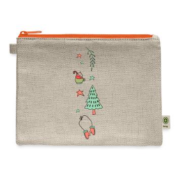 Pine Trees With Hot Cocoa Merry Xmas - Hemp Carry All Pouch - natural/orange - Front