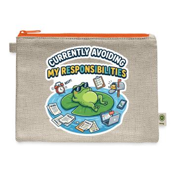 Funny Frog Avoiding Responsibilities Design - Hemp Carry All Pouch - natural/orange - Front