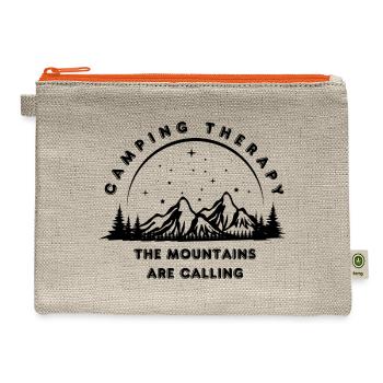 Camping Therapy Classic T-Shirt - Hemp Carry All Pouch - natural/orange - Front