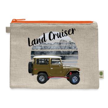 Toyota Land Cruiser J40 Off-Road Car Mountain - Hemp Carry All Pouch - natural/orange - Front