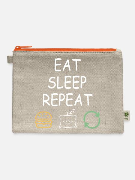 Eat Sleep Repeat: Burger Pillow Loop - Hemp Carry All Pouch - natural/orange