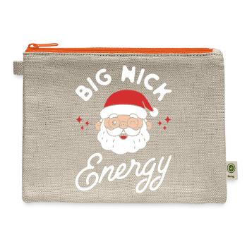 Big Nick Energy Funny Naughty Santa Christmas Pun - Hemp Carry All Pouch - natural/orange - Front