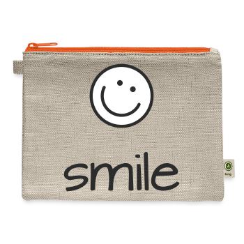 Minimal Smile Wordmark - Hemp Carry All Pouch - natural/orange - Front